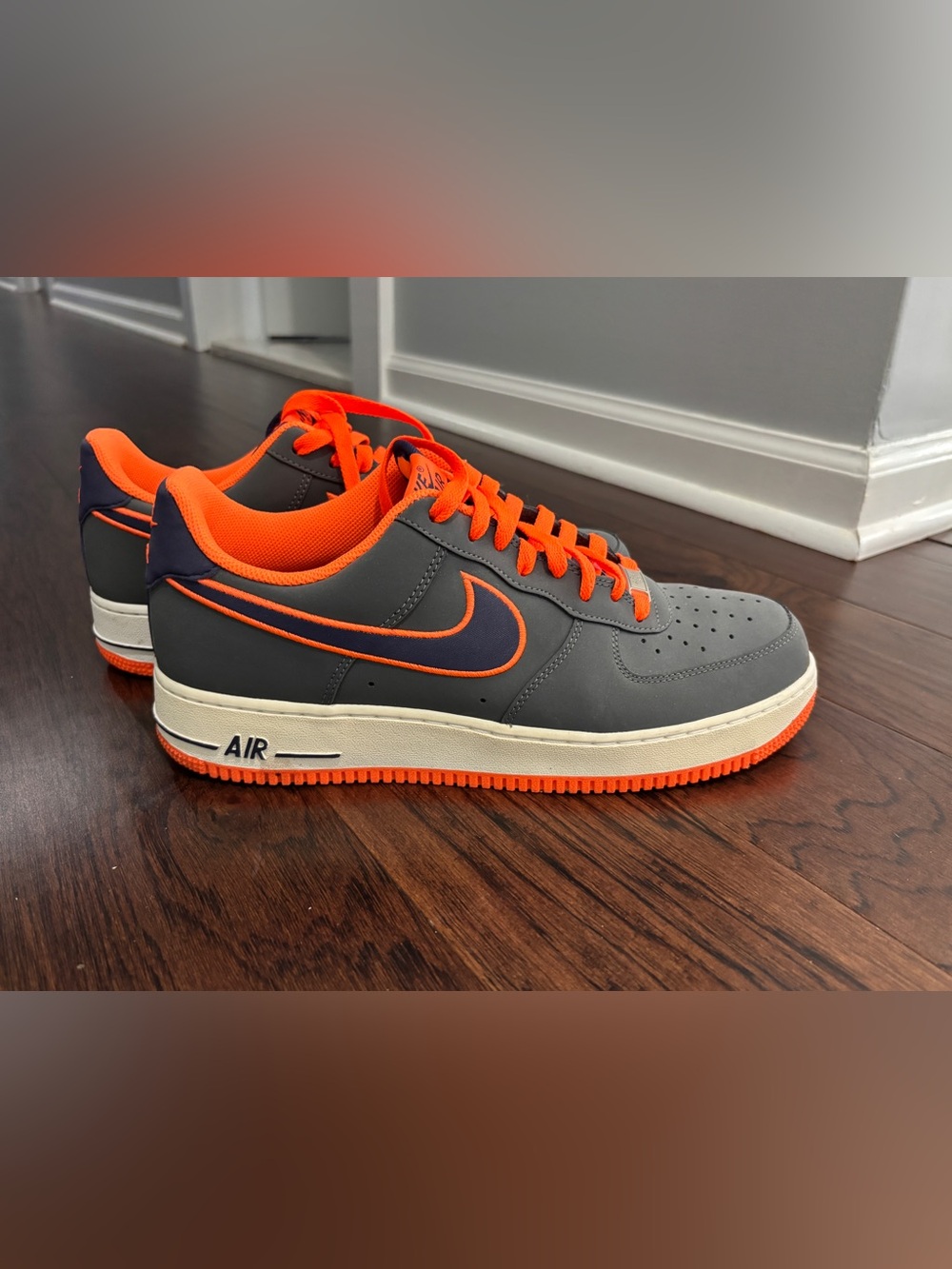 Nike Air Force 1 Low - Gray with Bright Orange Accents